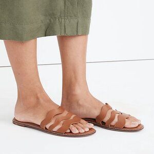 Madewell The Wave Slide Sandal in Vachetta Leather Brown Slip-On Shoes Size 9